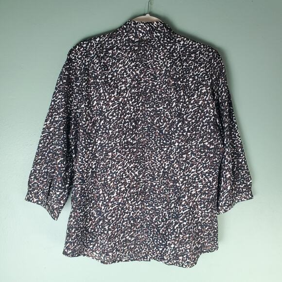 Harold's Womens Multicolor Silk Cotton Blend Button Down Shirt Top Size Large - Picture 3 of 5